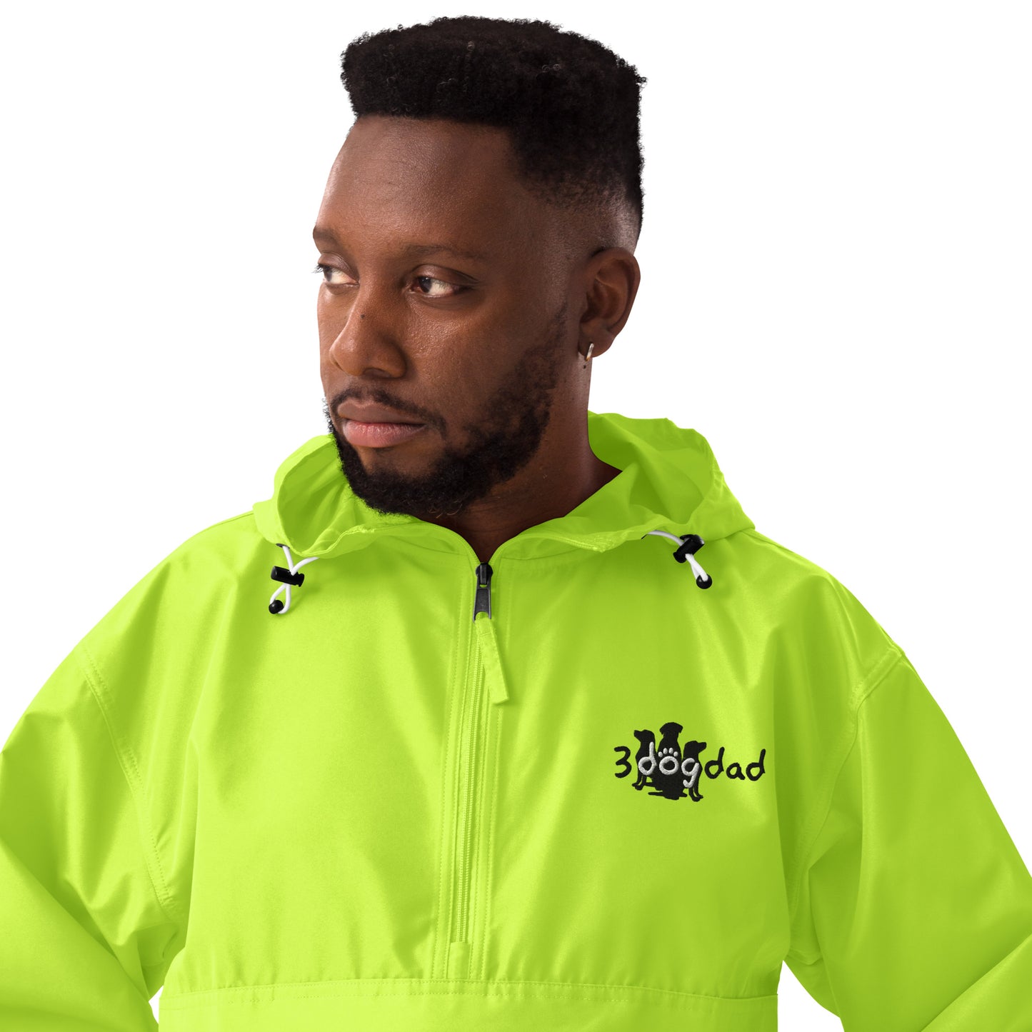 Embroidered jacket with 3 dog dad logo