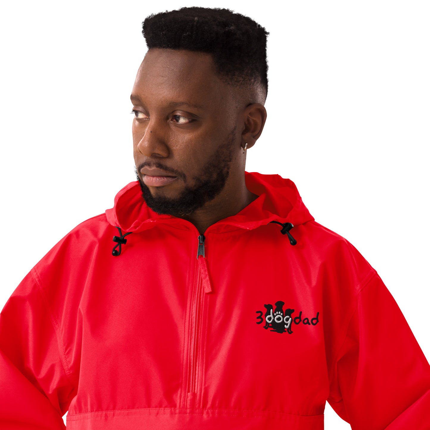 Embroidered jacket with 3 dog dad logo