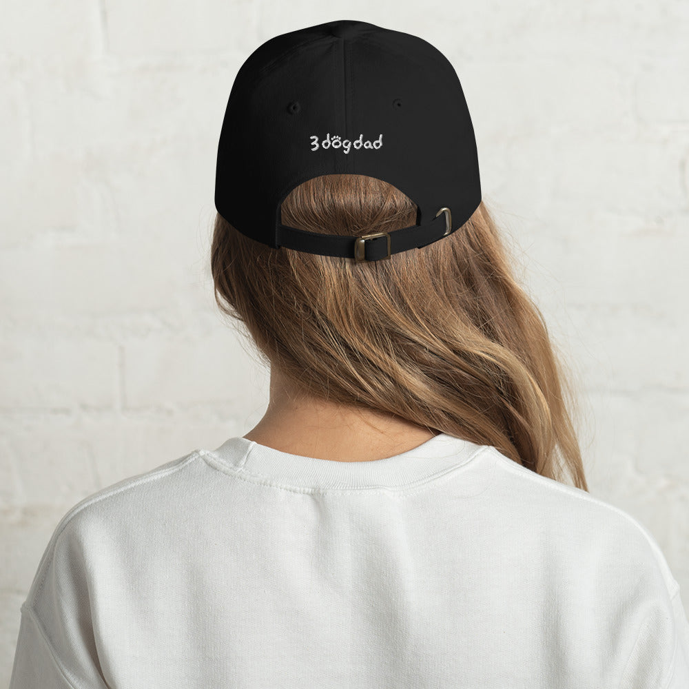 Dad hat with 3 dog dad logo split