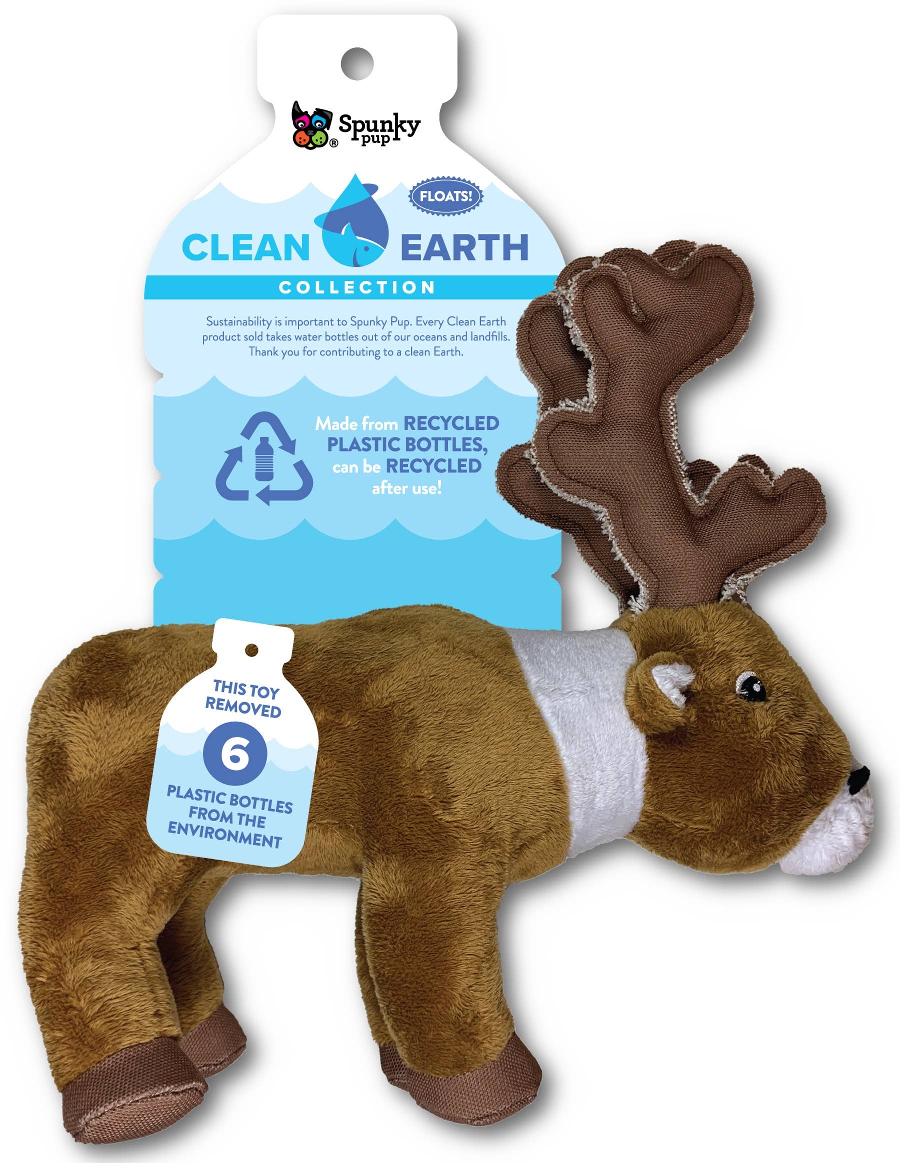 Clean Earth Caribou plush dog toy
