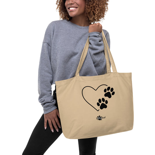 Paw Prints with heart tote bag