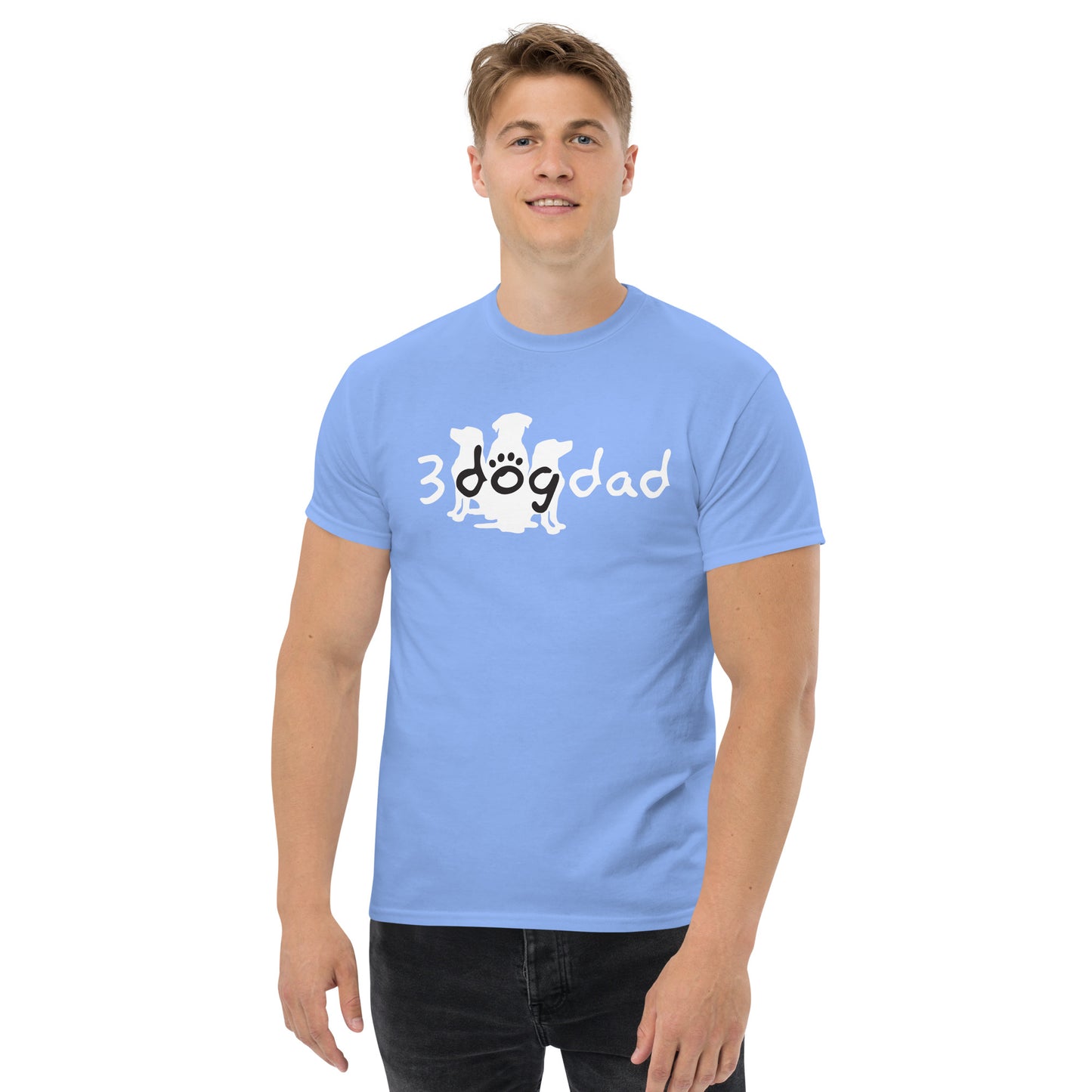 3 Dog Dad logo white- dog tee