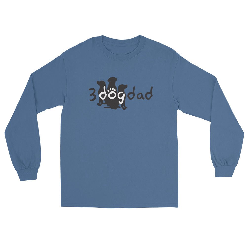 3 Dog Dad full logo on long sleeve- dog tee