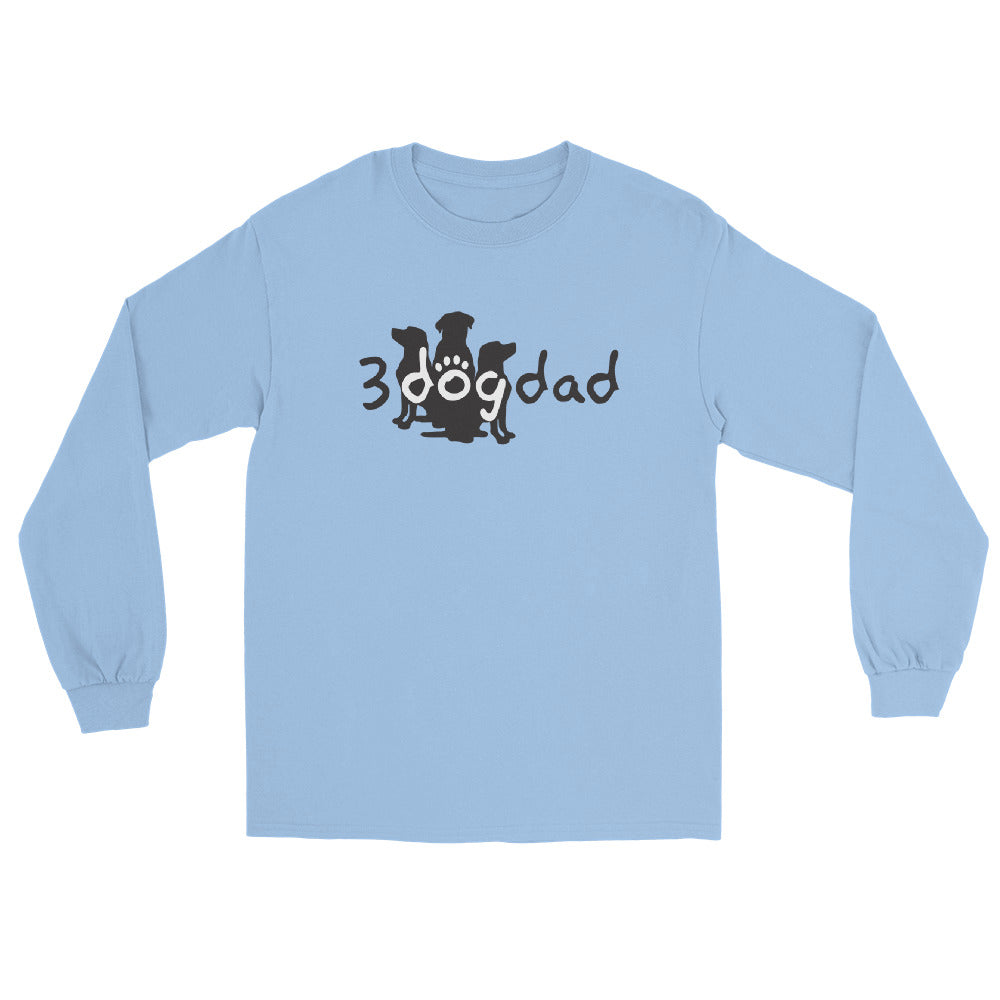 3 Dog Dad full logo on long sleeve- dog tee