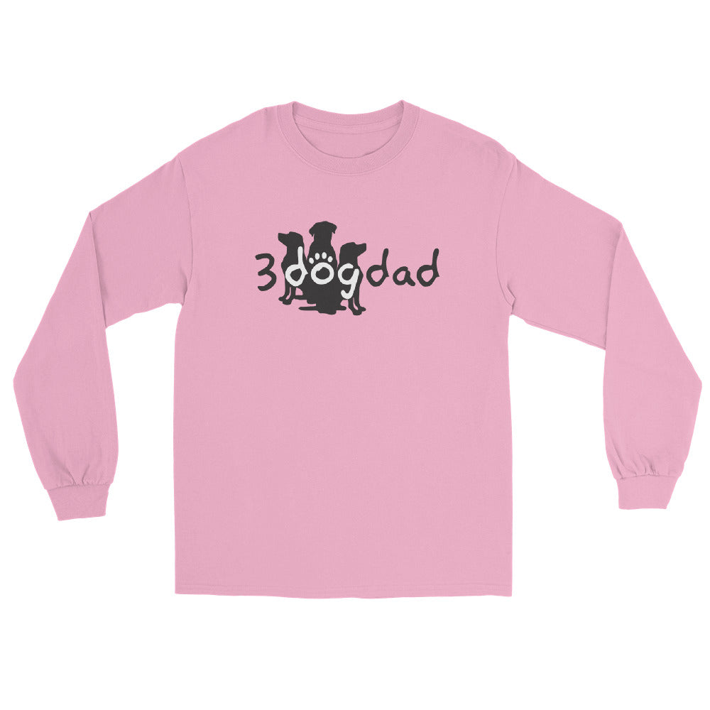 3 Dog Dad full logo on long sleeve- dog tee