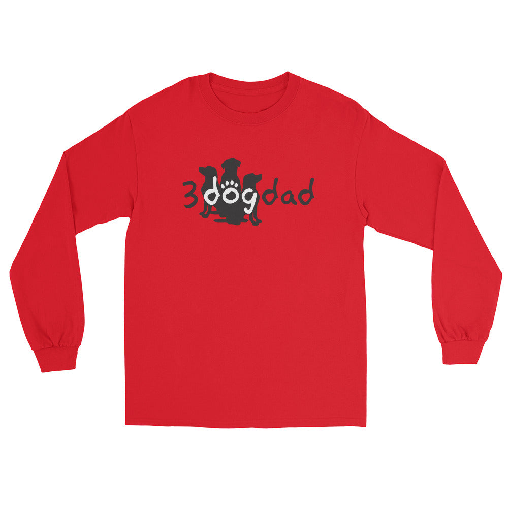 3 Dog Dad full logo on long sleeve- dog tee