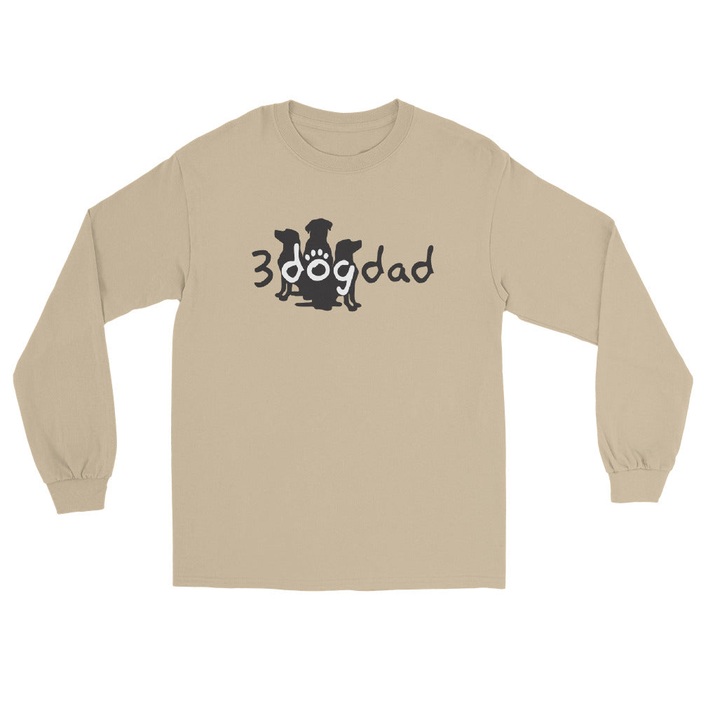 3 Dog Dad full logo on long sleeve t-shirt