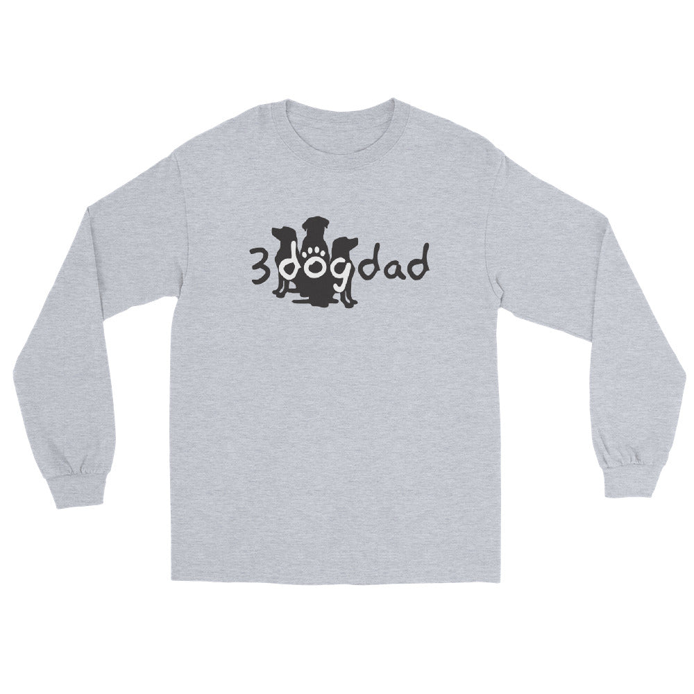 3 Dog Dad full logo on long sleeve- dog tee