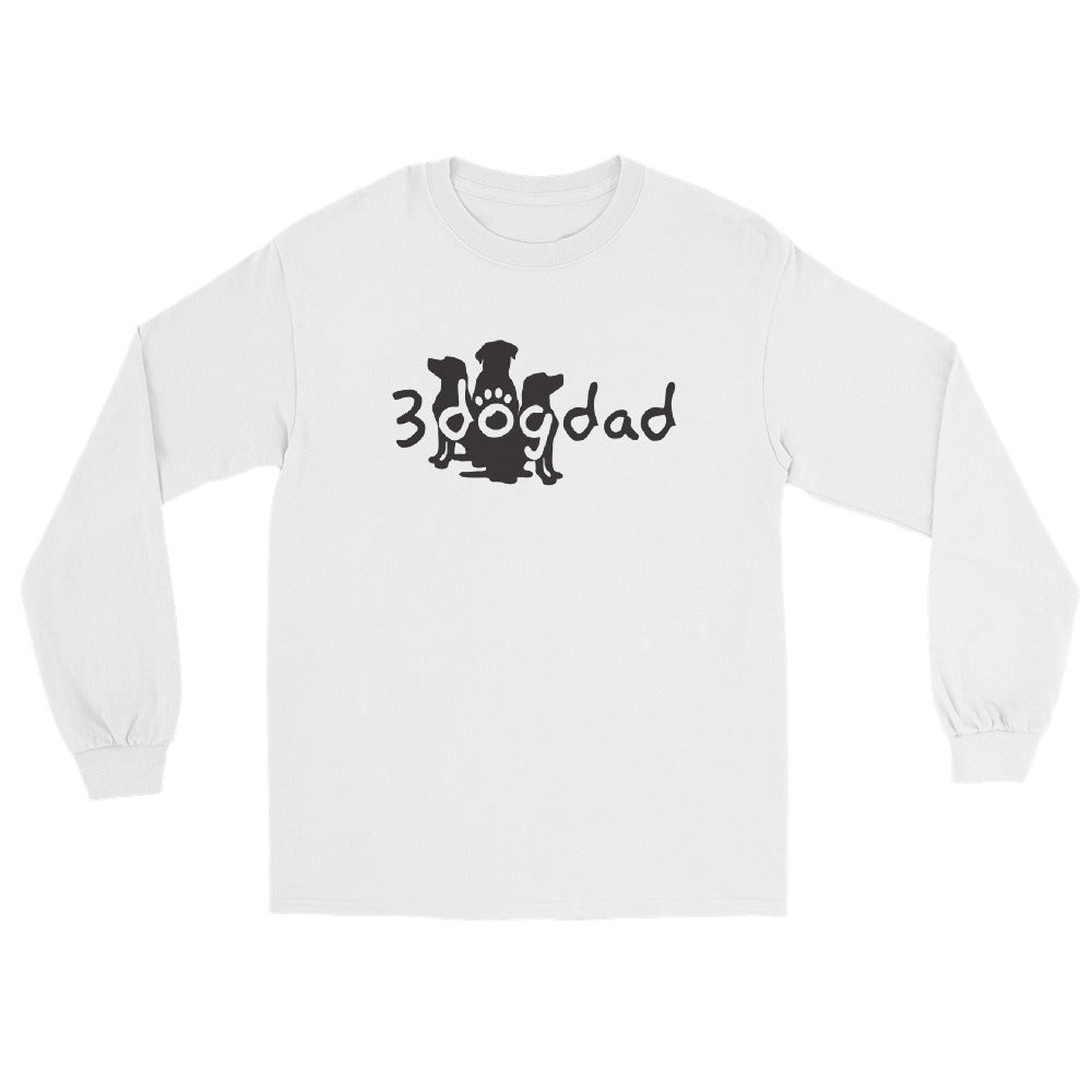 3 Dog Dad full logo on long sleeve- dog tee