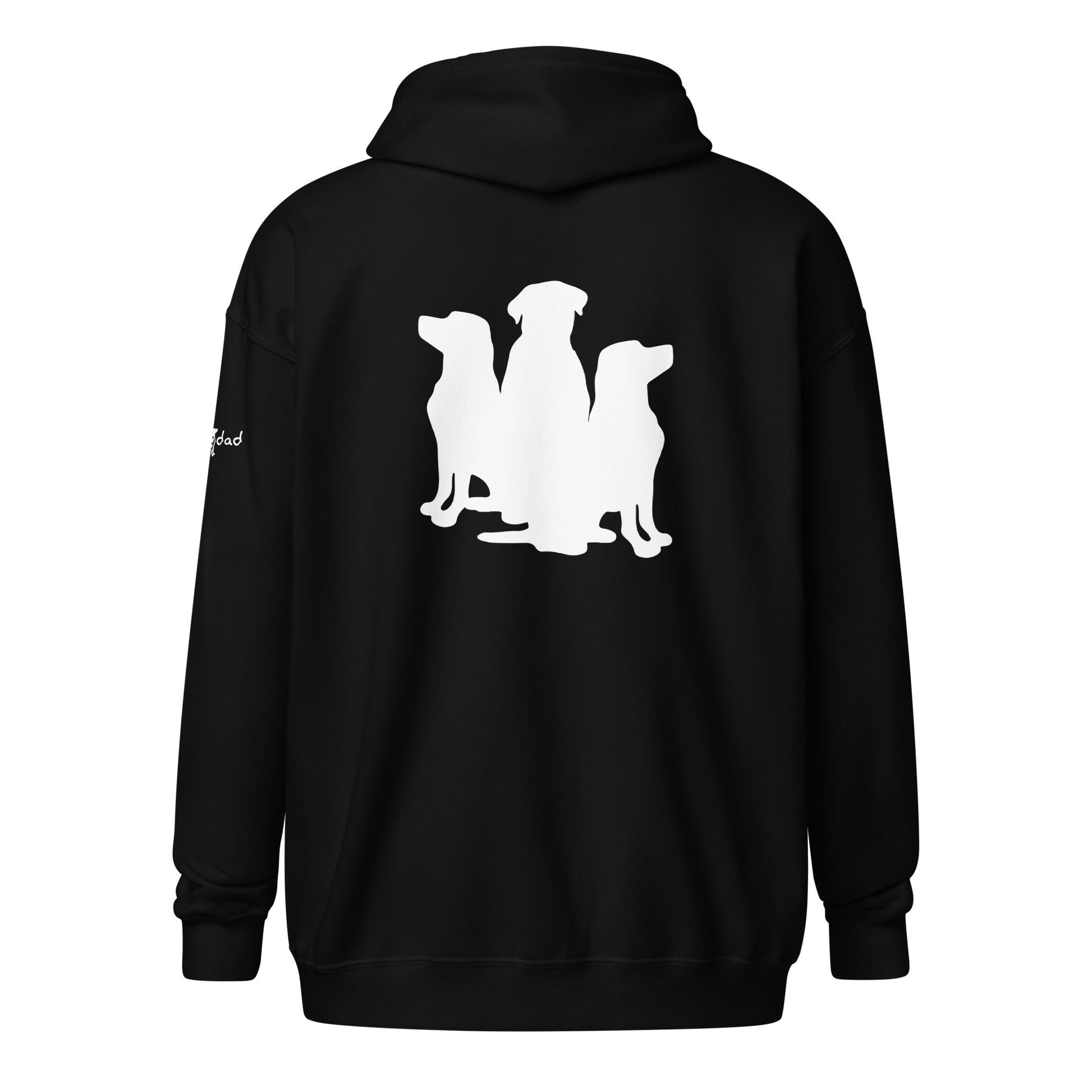 Zip Hoodie with 3 dogs on back logo on sleeve