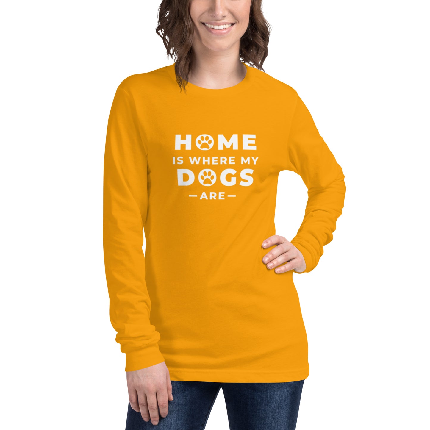 Unisex Long Sleeve Tee with print "Home is where my dogs are"
