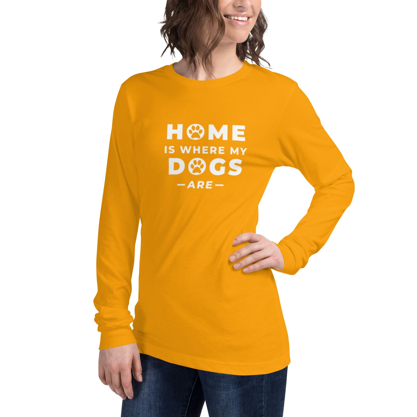 Unisex Long Sleeve Tee with print "Home is where my dogs are"