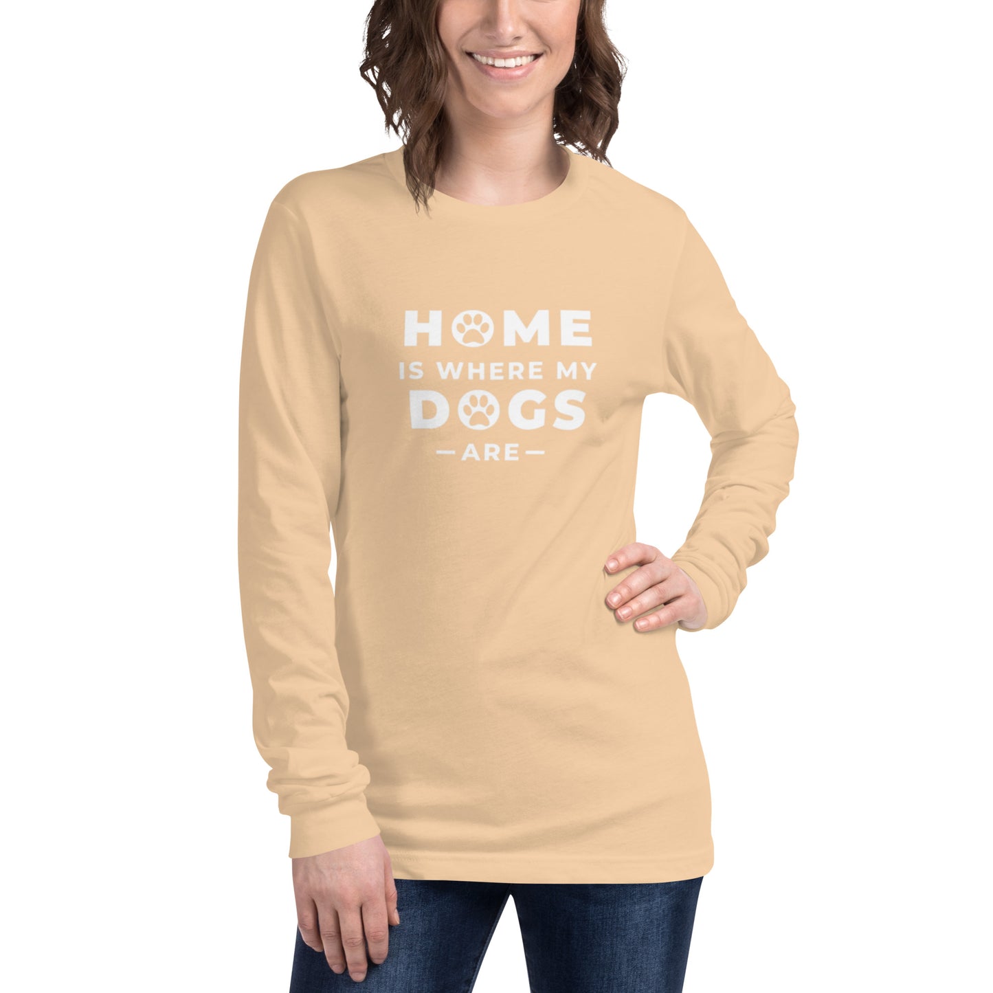 Unisex Long Sleeve Tee with print "Home is where my dogs are"