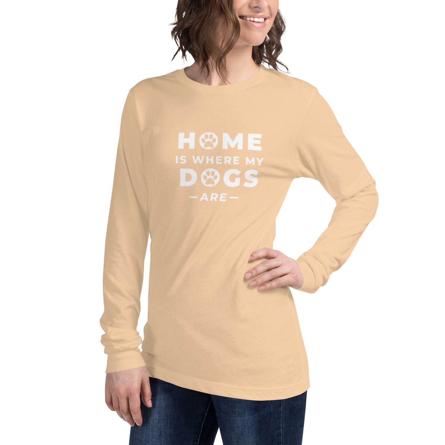 Unisex Long Sleeve Tee with print "Home is where my dogs are"