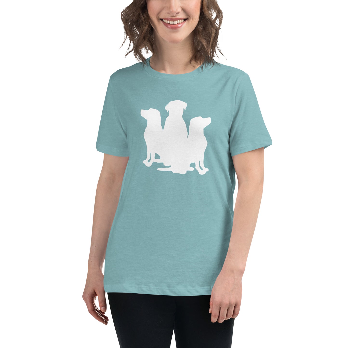 Women's Relaxed T-Shirt 3 Dogs White