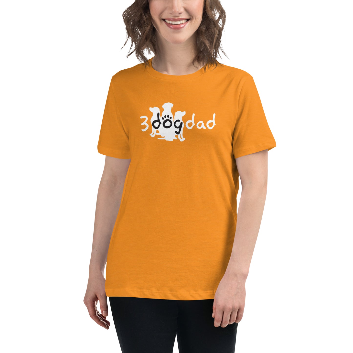 Dog Tee, 3 Dog Dad full logo- white.