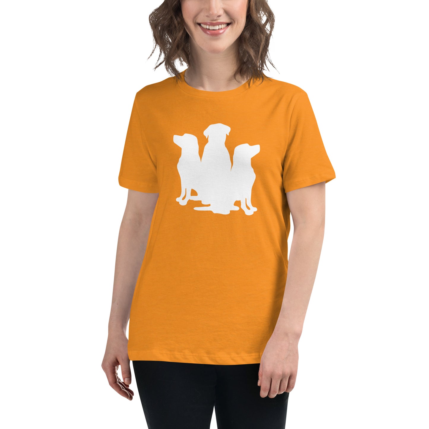 Women's Relaxed T-Shirt 3 Dogs White