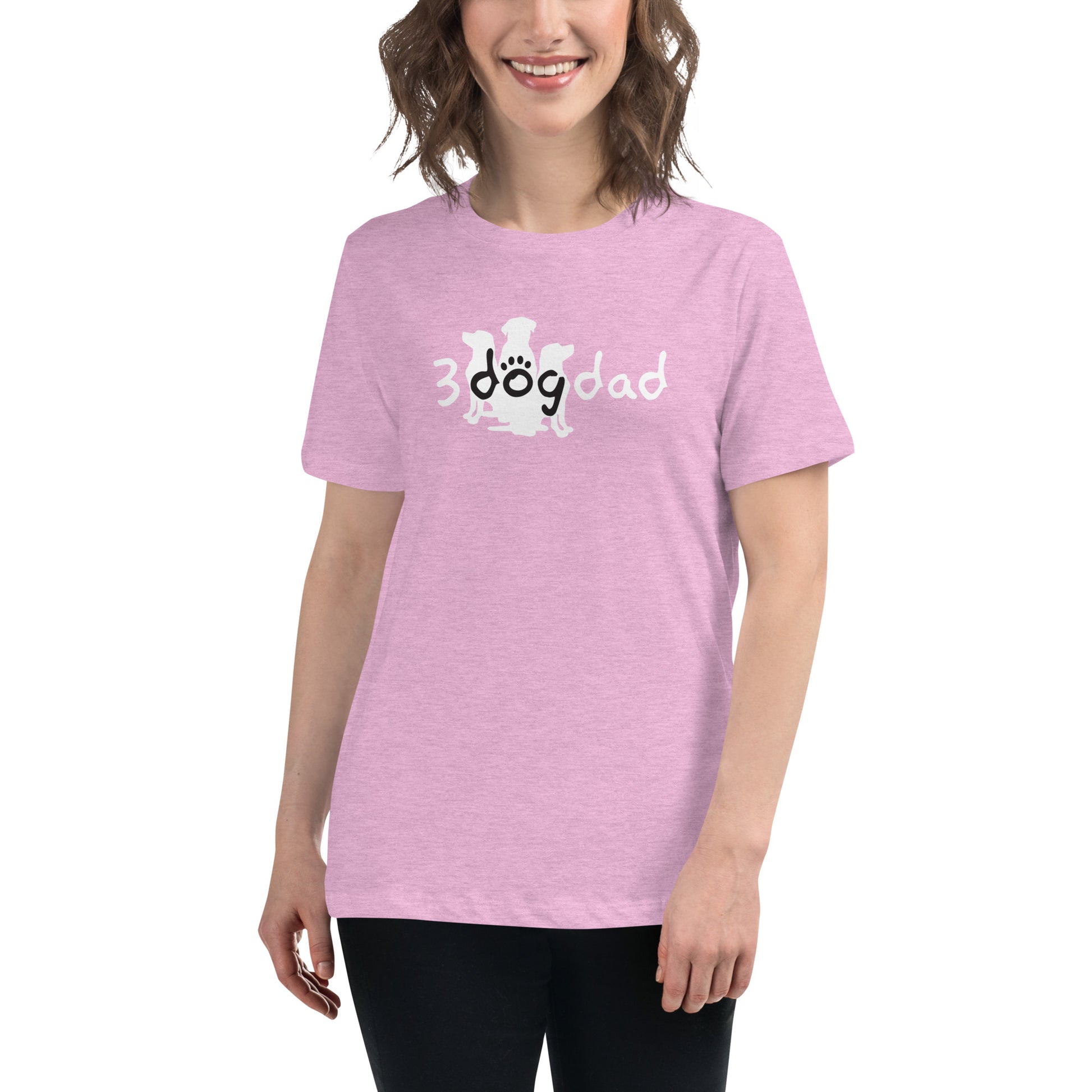 Dog Tee, 3 Dog Dad full logo- white.