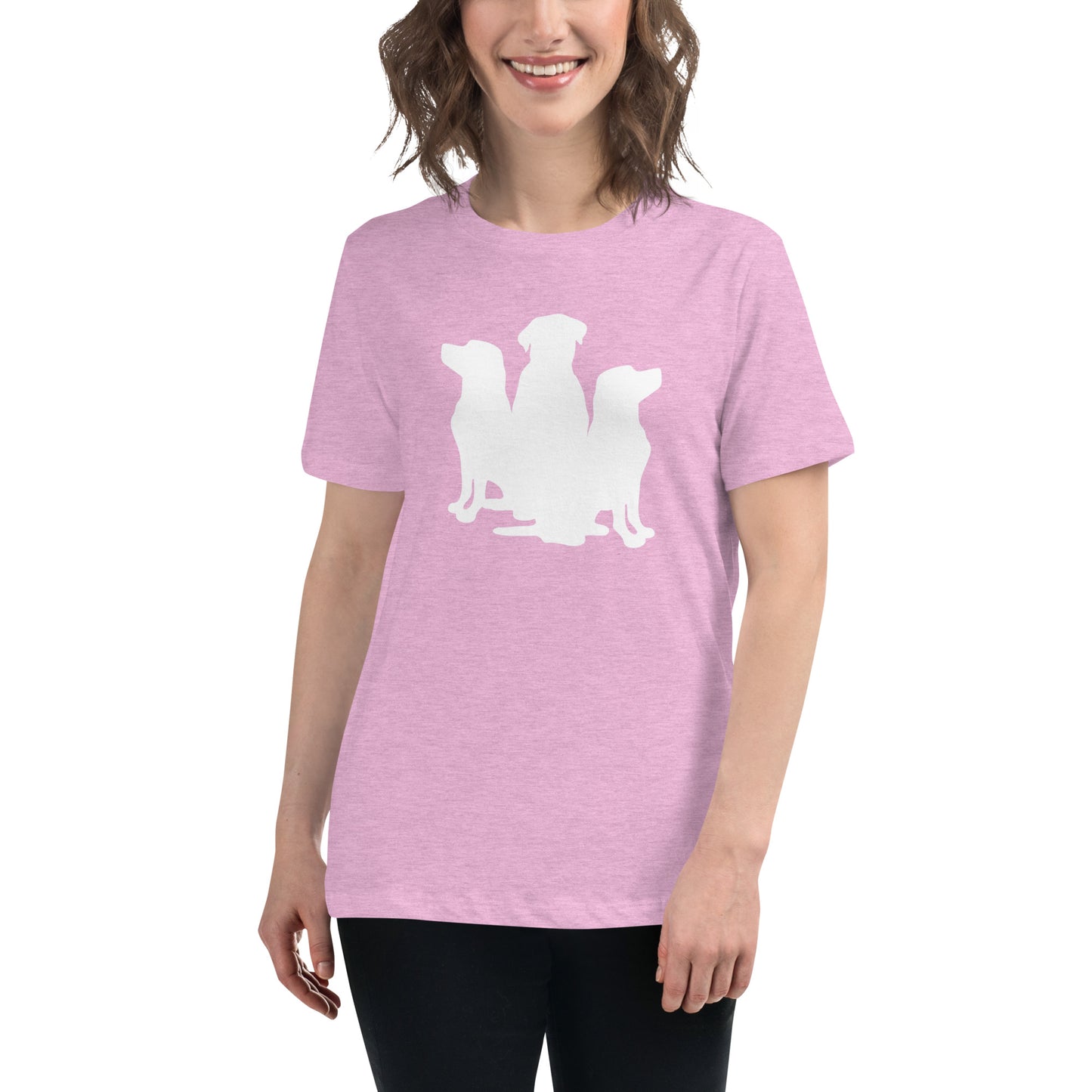 Women's Relaxed T-Shirt 3 Dogs White