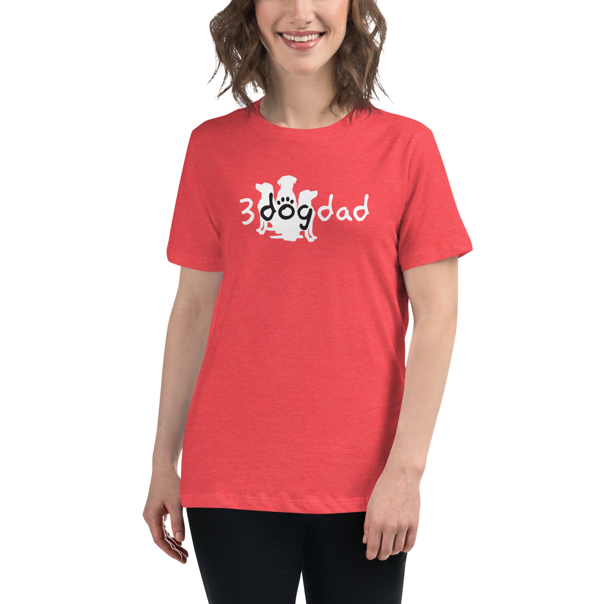 Dog Tee, 3 Dog Dad full logo- white.