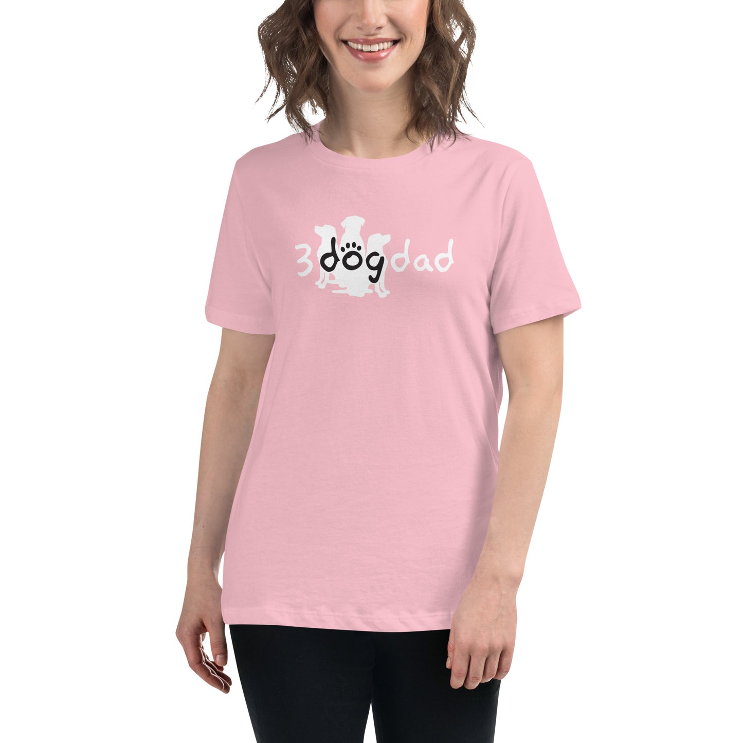 Dog Tee, 3 Dog Dad full logo- white.