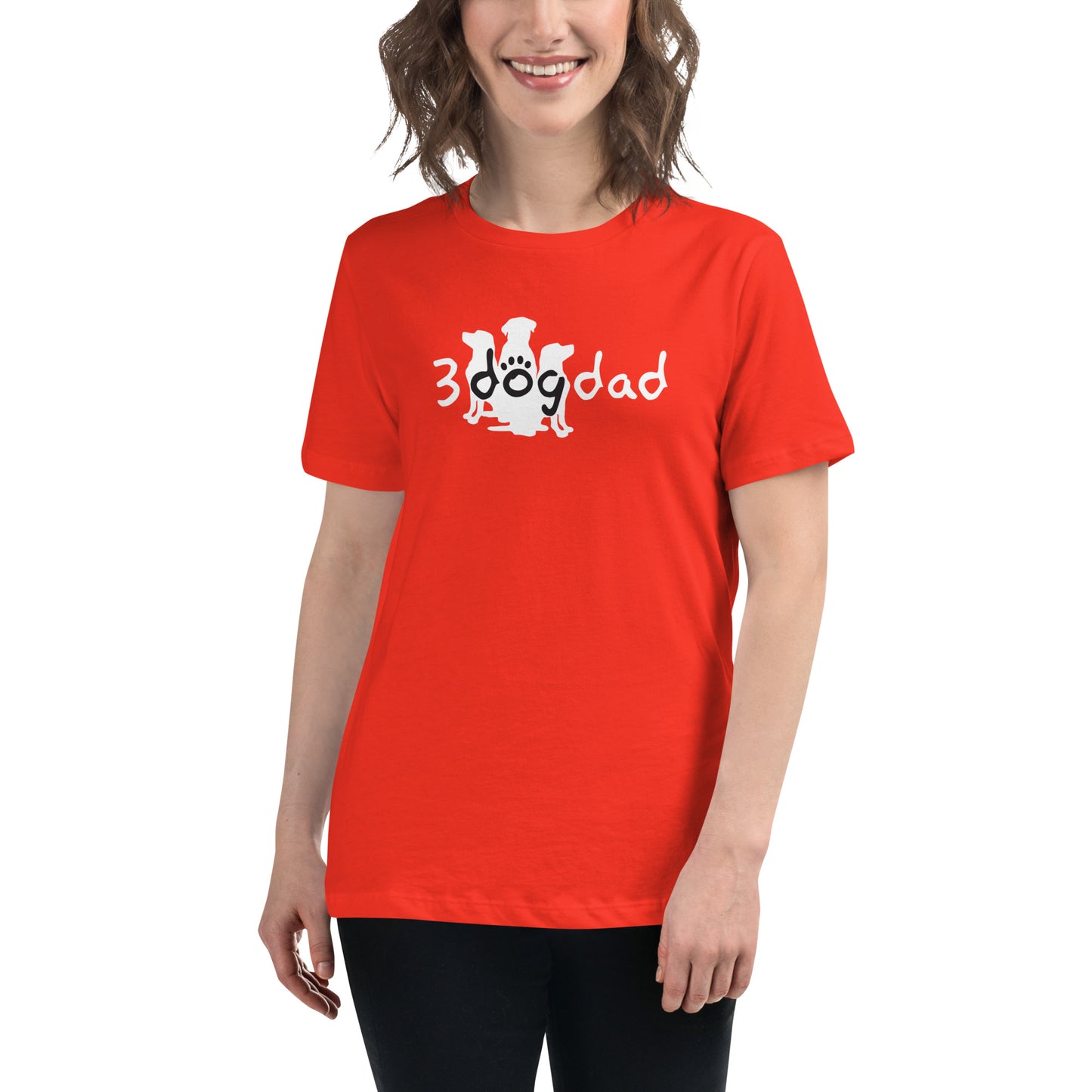 Dog Tee, 3 Dog Dad full logo- white.