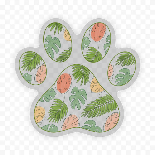 Multicolor plant paw print clear sticker, by Big Moods