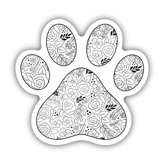 Floral paw print sticker