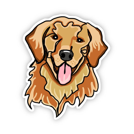 Golden retriever dog sticker, by Big Moods