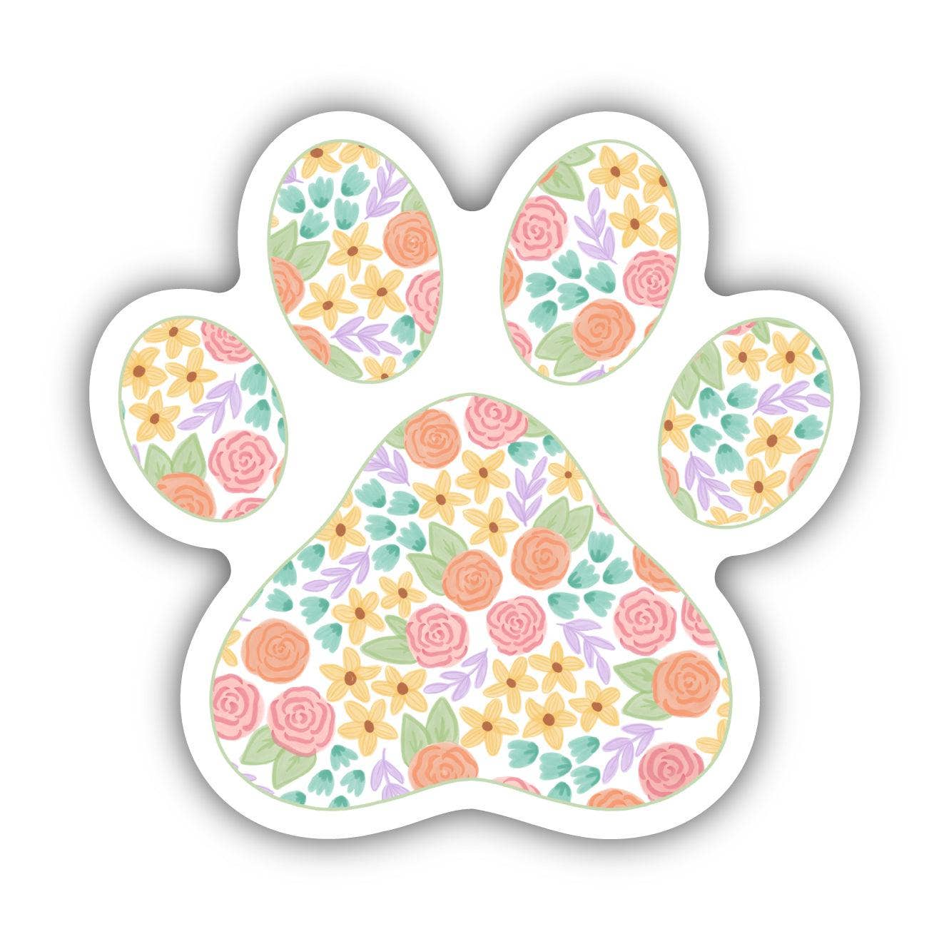 Floral paw print sticker, by Big Moods